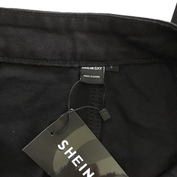 NWT Shein Women’s Cargo Jeans Pants Black Size S - Picture 6 of 8